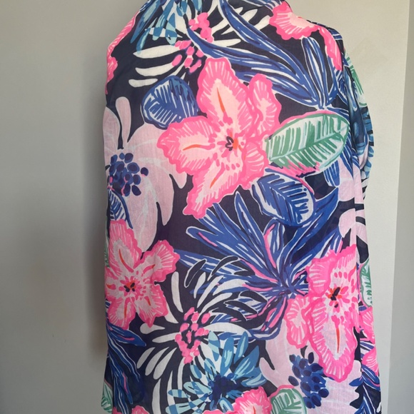 Lilly Pulitzer Resort Scarf Sugar Engineered Mambo Wrap High Tide Floral Hibiscu - Picture 3 of 11